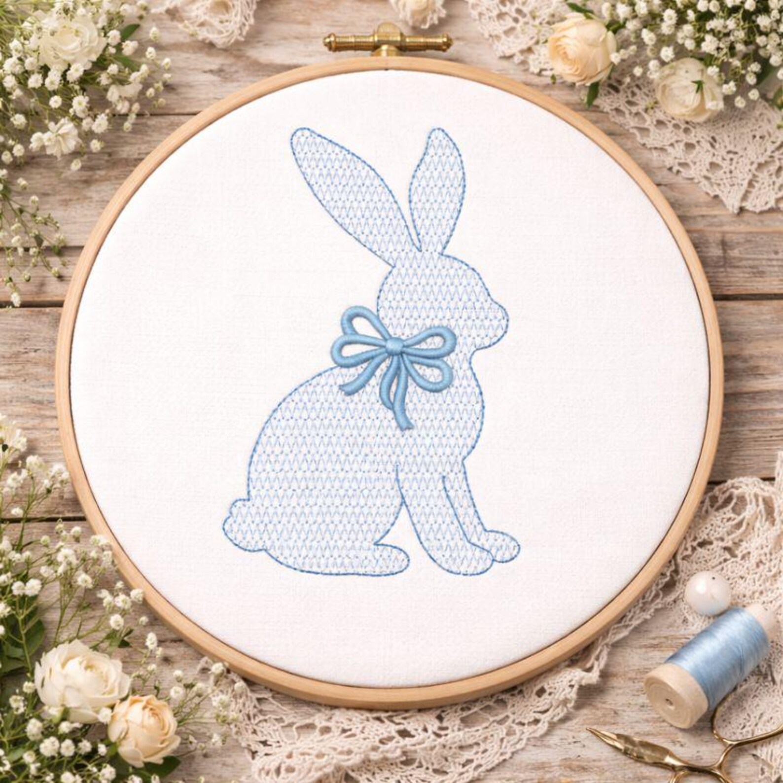 Sdf Rabbit Easter Bunny With Bow, Chinoiserie Rabbit, Machine Embroidery Design - Etsy