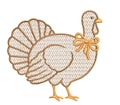 Turkey with Bow Machine Embroidery Design Fall Thanksgiving Kitchen Towel Motif product logo