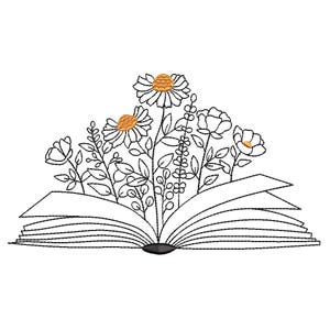 Books and Flowers Machine Embroidery Design