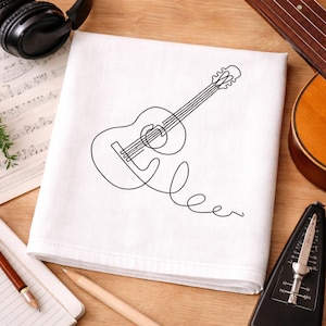 Guitar Line Art Embroidery Design | Minimal Music Pattern | Machine Embroidery File
