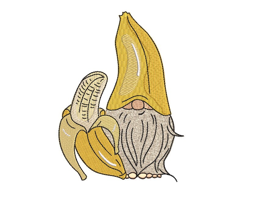 Banana gnome machine embroidery design  etsy