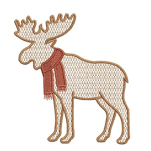 Fall Moose Machine Embroidery Design