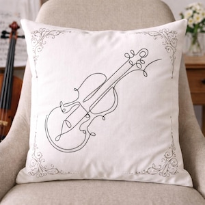 Violin Line Art Embroidery Design | Minimal Music Pattern | Machine Embroidery File| 4x4 hoop