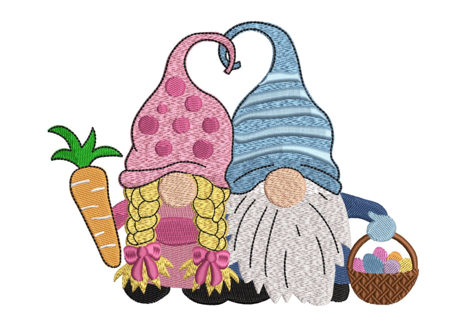 Happy easter gnome couple machine embroidery design  etsy