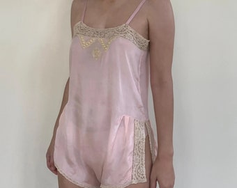 1920s pink silk teddy | S