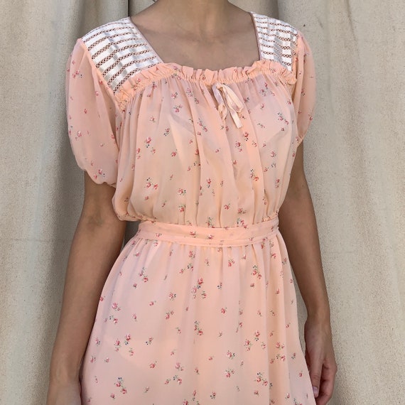 1960s Pink Floral Dress | OSFM - image 1