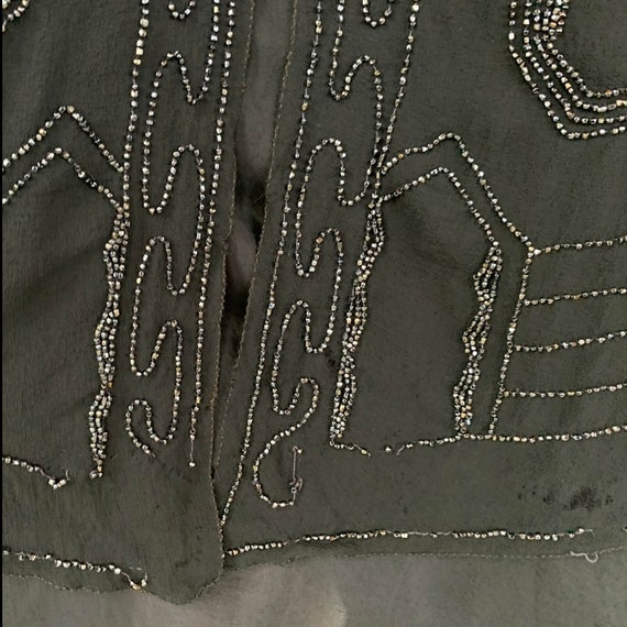 1920s black silk beaded dress | M - image 9