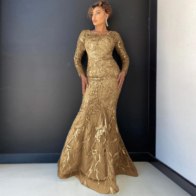 Long Gold Dress - Etsy