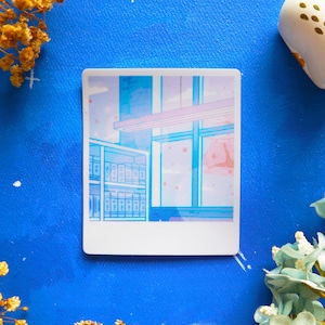 Blüte | Light Academia Pastell Frühling Bibliothek Polaroid Sticker | Dekorative Aufkleber