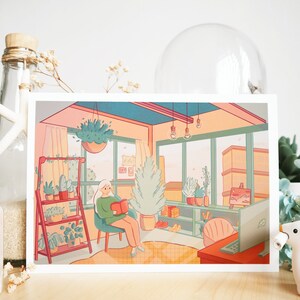 Warm Spaces - Illustration Kunstdruck - 13x18, 8x11 Art Prints - Cottagecore Gemütliches Schlafzimmer Botanische Ästhetik Wandkunst