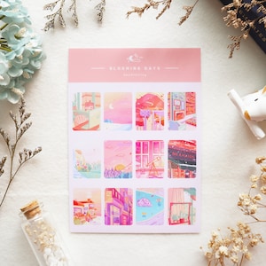 Blühende Tage | Cottagecore Pastel Magische Landschaften Sticker Sheet | Dekorative Bullet Journal Sticker
