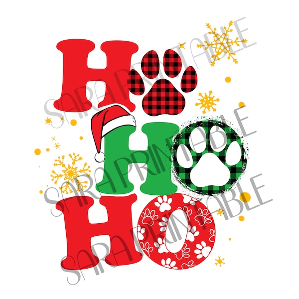 Ho Ho Ho Paws, Dog Christmas PNG, Christmas PNG, paw print sublimation design, Christmas sublimation, Digital Download, Dog Lover PNG.