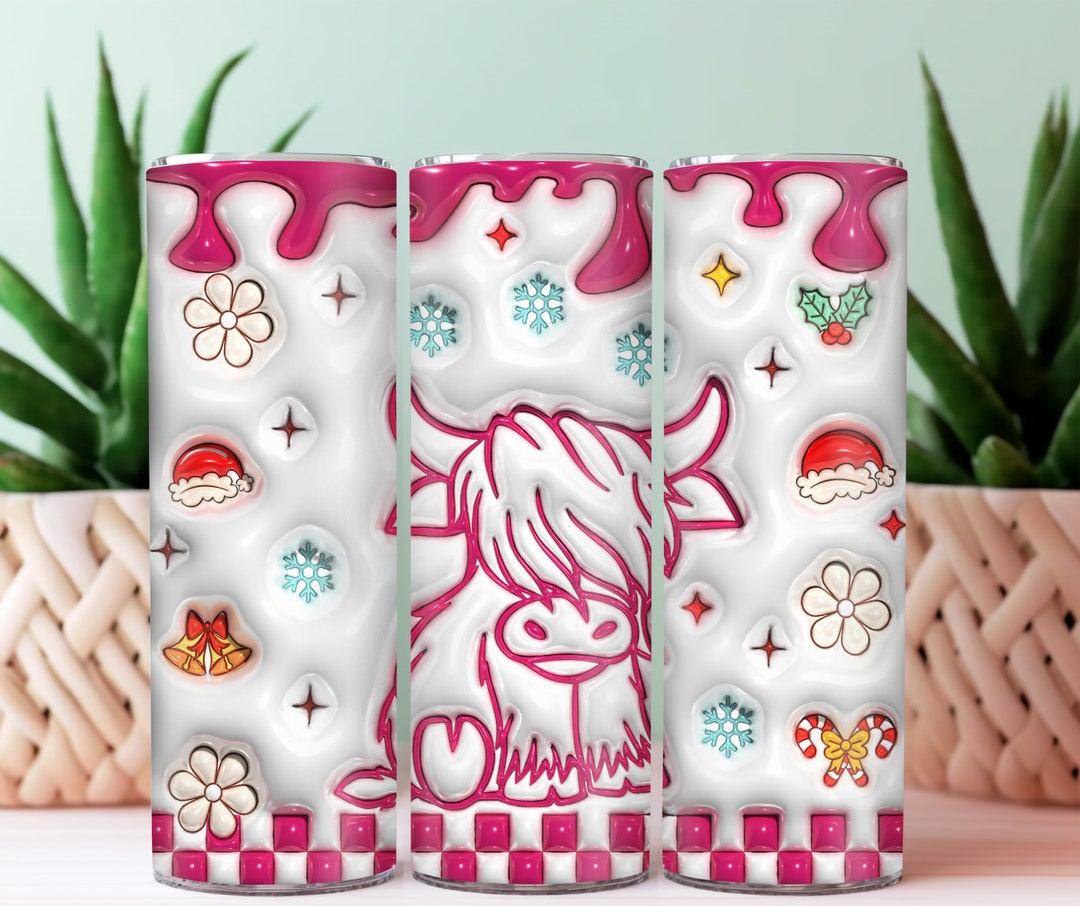 3D Christmas Highland Cow Inflated Tumbler Wrap Skinny - Etsy