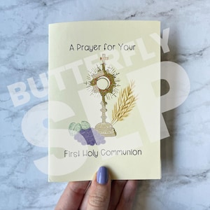 First Holy Communion Card, Holy Eucharist card, Catholic themed cards, Communion Blessings card, prayer inside communion card