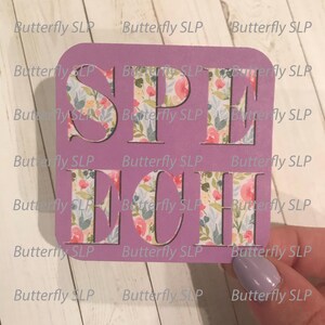 Speech Square Sticker, Floral Sticker, Floral SLP Sticker, Spring Sticker, Speech Block Letters, SLP Gift, Clinical Fellowship Gift