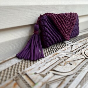 Crochet Handmade Clutch Handbag Purple and Bordeaux