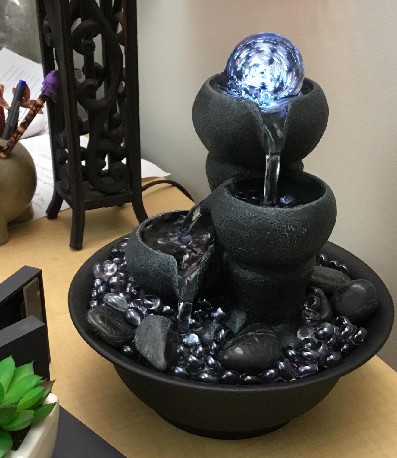 Indoor Water Fountain Tabletop with LED LightStaggered Etsy