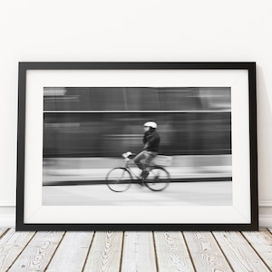Black and White Bicycle Rider - Vancouver - Abstract Wall Art - Digital Photography for Printing