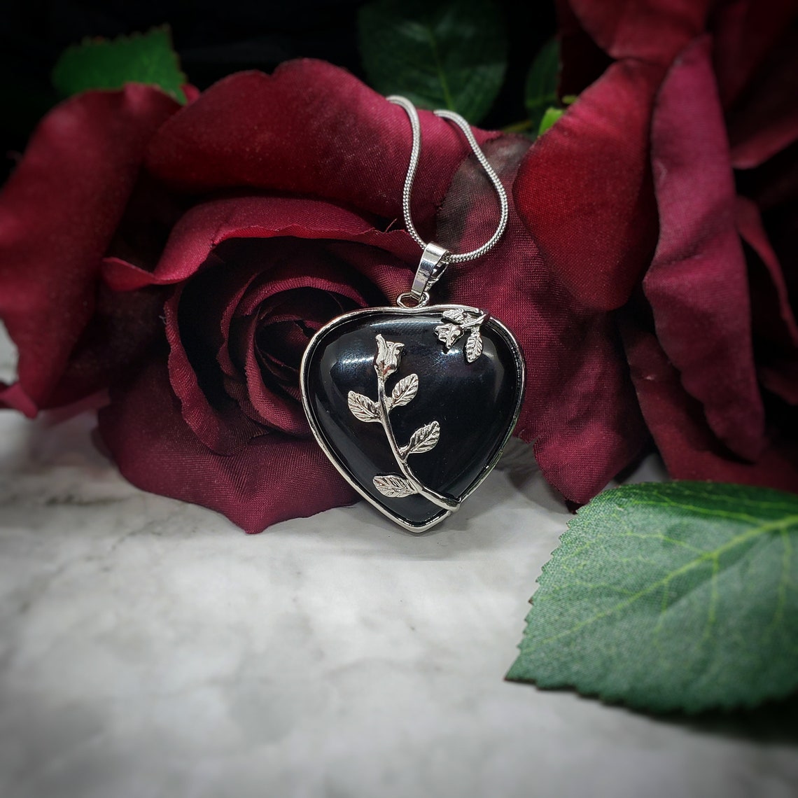 obsidian heart necklace