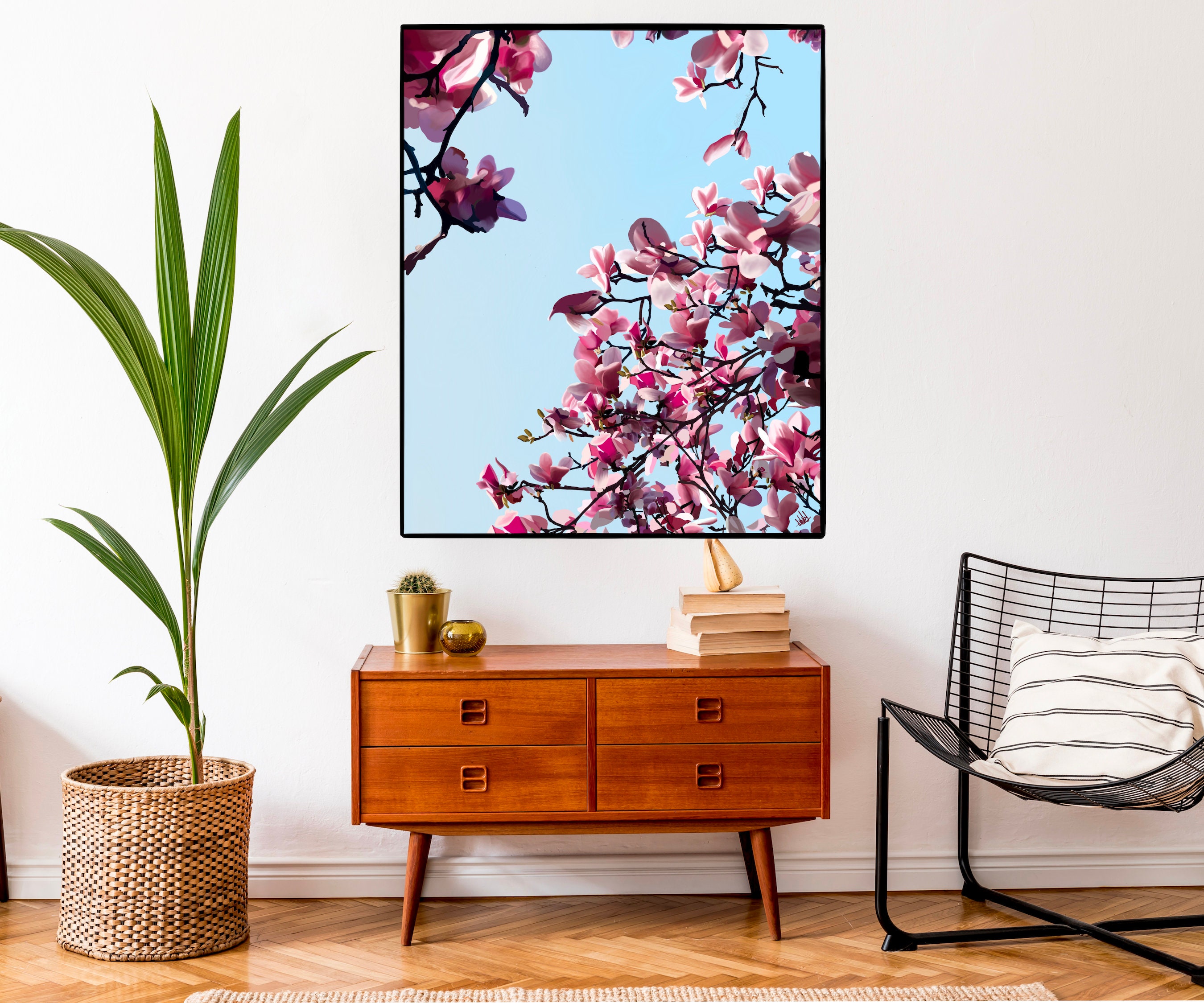 Kirschblüte blau Japan Leinwand Leinwand Druck Wandkunst | Etsy