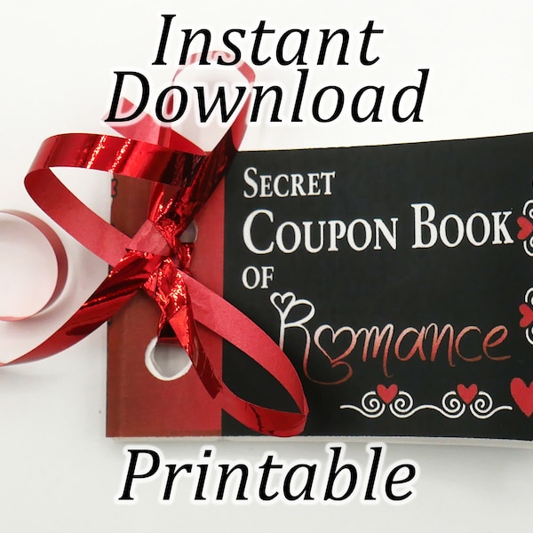 Secret Coupon Book of Romance - Date Night Sexy Fun Printable erotic couples him her boyfriend husband wife girlfriend last minute Valentine