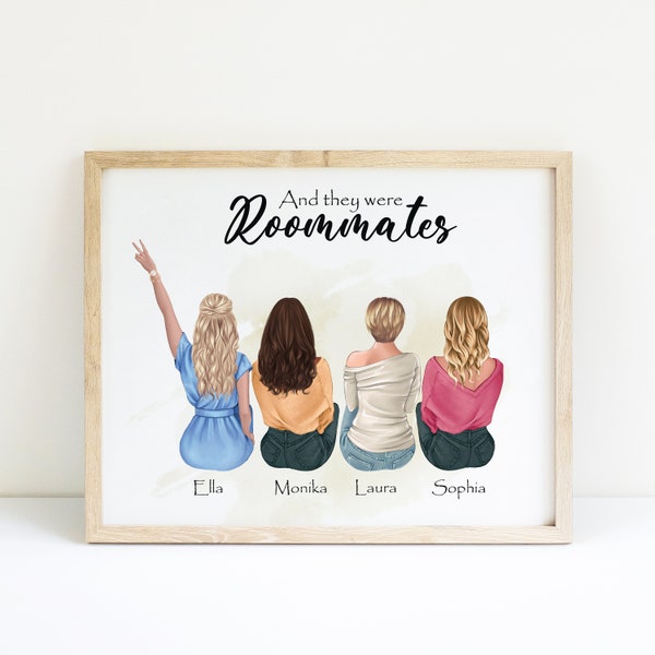 Roommate Graduation Gift Custom Roommates Print Personalized Roommate Gift Dorm Decor Roomies Gifts Wall Decor For College Roommates Gift
