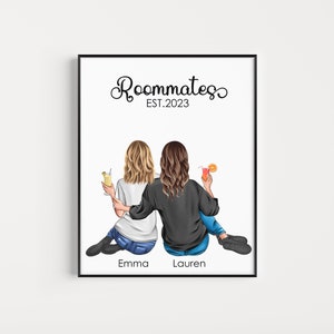 Compañero de cuarto regalo personalizado compañeros de cuarto imprimir personalizado compañero de cuarto regalo dormitorio decoración roomies regalo decoración de la pared para la universidad compañeros de cuarto regalo 2 roomies regalo