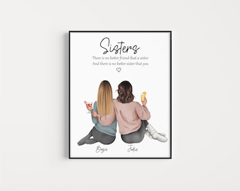 Sister Gift - Personalised Gift Sister print, gifts for her, Sisters Custom Birthday gift , Birthday gift for sister