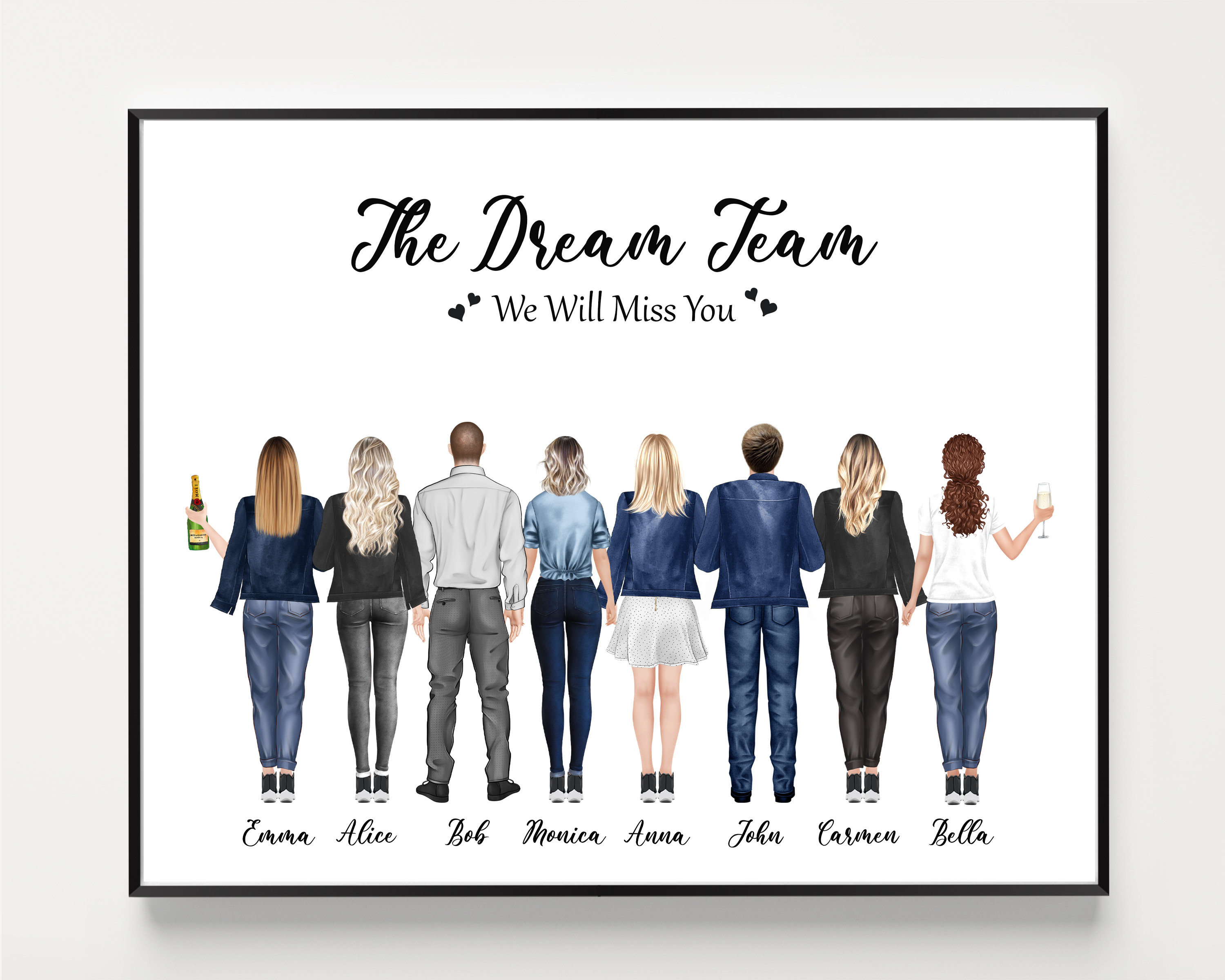 Group Colleagues Gift, Dream Team, 8 Friends Portrait, Personalised  Coworker Leaving Gift - Etsy Singapore