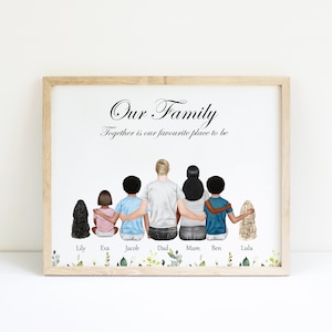 Family Print,New Home Gift,Family Portrait, Mothers Day Gift For her,Family Picture,Custom Family Gift,Family Drawing,Home Decor