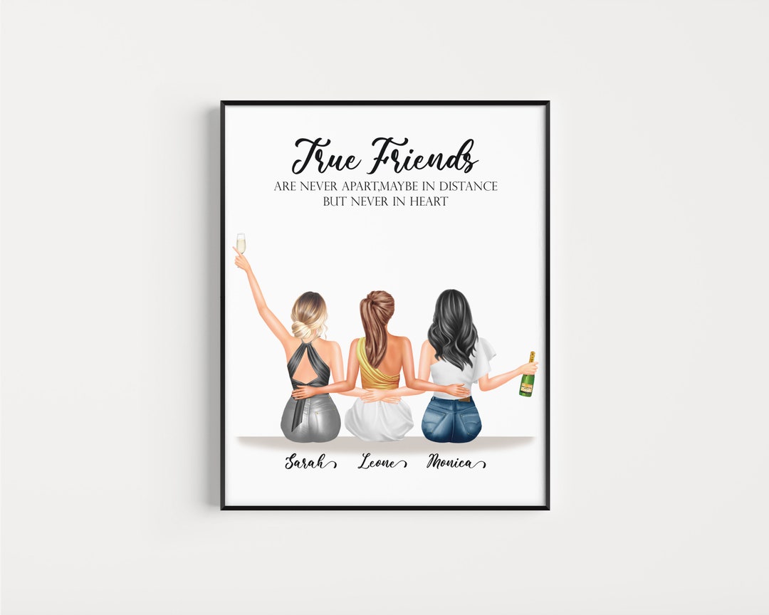 Custom Best Friend Gift Friendship Gift 3 Best Friends Print Three Best