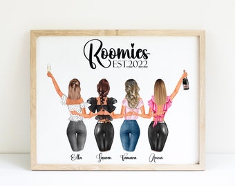 Roommate Gift Custom Roommates Print Personalized Roommate Gift Dorm Decor Roomies Gift Wall Decor For College Roommates Gift 4 Roomies Gift