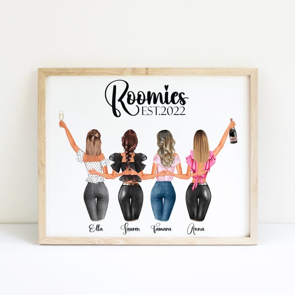 Roommate Gift Custom Roommates Print Personalized Roommate Gift Dorm Decor Roomies Gift Wall Decor For College Roommates Gift 4 Roomies Gift