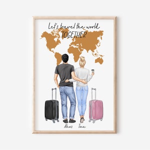 Couple Travel Gift, Gift for Him, Love Print, Engagement Gift, Personalized Travel Gift, Personalised Couple Print,Custom Gift for Boyfriend