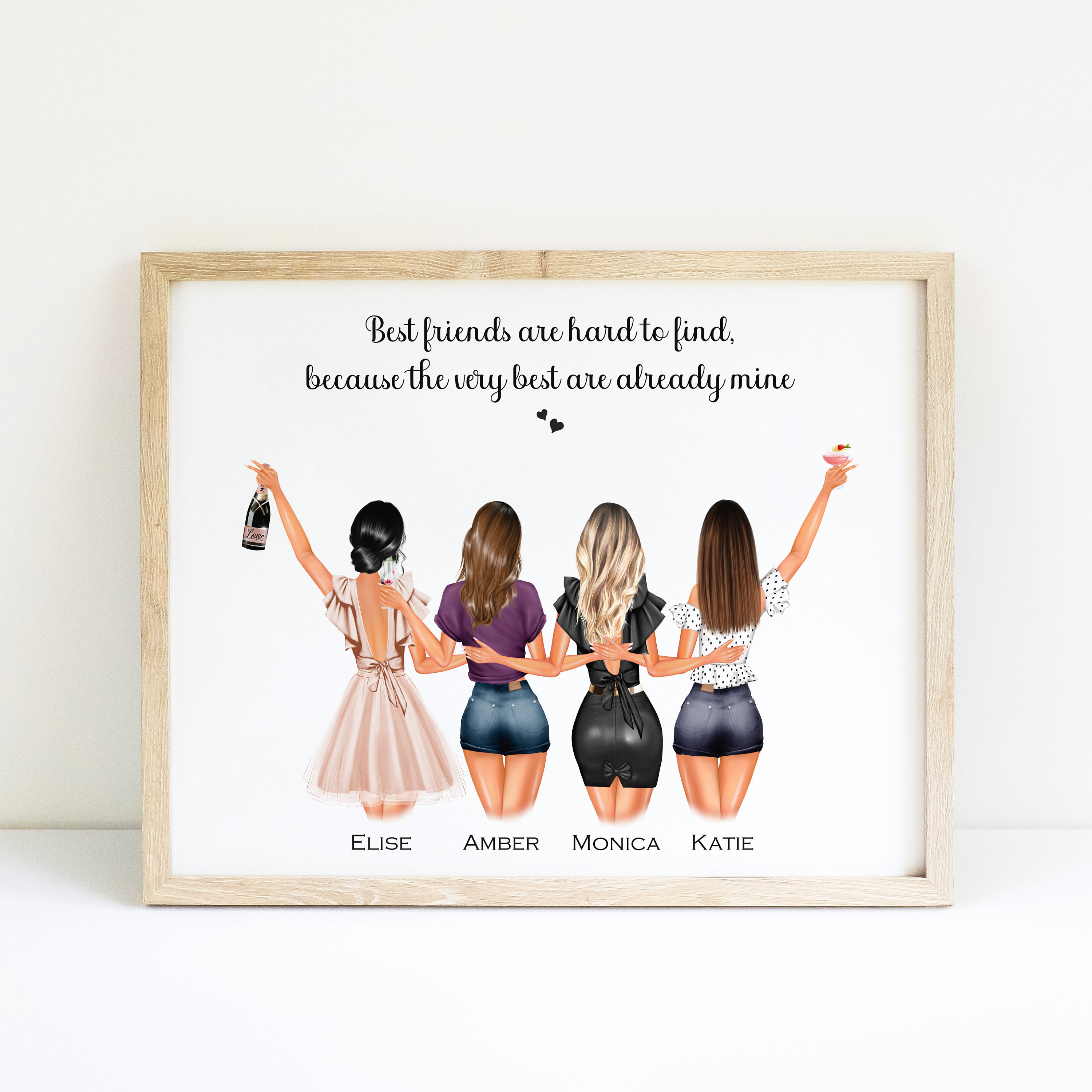 Personalized 4 Friends Print | Best Friend Birthday Gift (PDF File