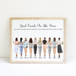 Friendship print, best friend gift, group of friends print,best friends print,Personalized Gift,Friends Picture,Custom Best Friend Prints