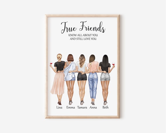 Friendship Print Best Friend Gift for Her Five Friends Gift for Best Friend  Custom Friendship Gift Best Friend Gifts 5 Best Friends Picture 