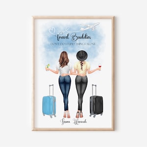 Reismaatjes Cadeau Ideeën Reisvrienden Cadeau Aangepast Reiscadeau Beste Vrienden reisprint Verjaardagscadeau Idee Travel Buddy Print