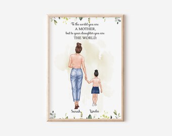Mutter und Tochter, Muttertagsdruck von Tochter, Muttertagsgeschenk, Geschenk von Kind an Mutter, personalisierter Mutterdruck, benutzerdefiniertes Familienbild