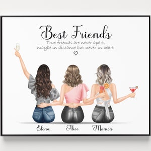 3 Beste Freunde Bild 3 Besties Geschenk Benutzerdefinierte Drei Freunde Geschenke für Sie Freundschaft Poster
