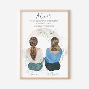 Mothers Day Gift Personalized Mom Gift Mother daughter Print Family Portrait Mother and daughters gift Custom Mother day Gift