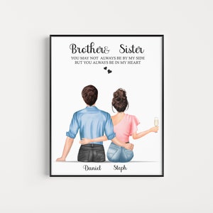 Brother Sister Gift Siblings Gift Personalized Gift For Siblings Custom Family Portrait Brother Birthday Gifts for Brother Sibling Print