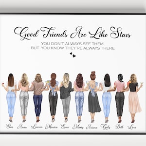 Friendship print, best friend gift, group of friends print,best friends print,Personalized Gift,Friends Picture,Custom Best Friend Prints