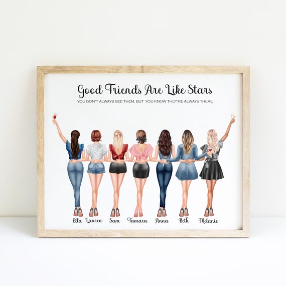 The Six Sisters Best Friendsbridesmaids Present Art Print Woman Artwork  Artist - Etsy | Sisters art, Sisters drawing, Drawings of friends