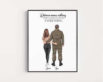 Custom Army Couple,Army Husband, Anniversary Gift,Army Boyfriend, Gift for Soldier,Personalised Pets Family Gift for Him