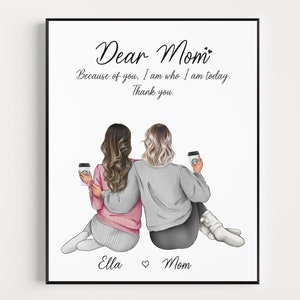 Stampa personalizzata per mamma e figlia, regalo di compleanno per la mamma, famiglia personalizzata, regali personalizzati per la mamma da parte della figlia, DIGITALE