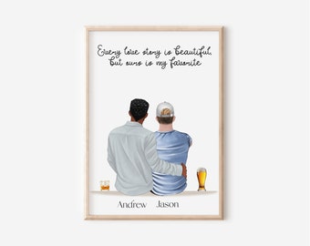 Gay Boyfriend Gift, Wall Decor,Anniversary Gifts for Gay Men,Gifts for Him, Boyfriend Gay Print,Custom Gay, Couple Print, Personalized Gift