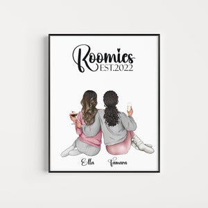 Regalo para compañero de cuarto, impresión personalizada, regalo para compañero de cuarto, decoración de dormitorio, regalo para compañeros de cuarto, decoración de pared para la universidad, regalo para 2 compañeros de cuarto.