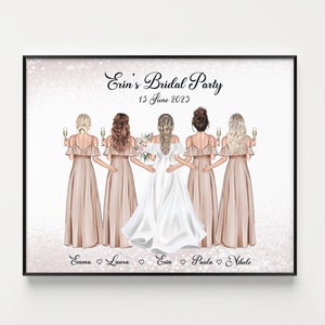 Personalised Wedding gift, Bridesmaid Print, Bridesmaid gift, Bridal Party gift, Bride Gift,Bridal Party gift,Custom Bridal party print