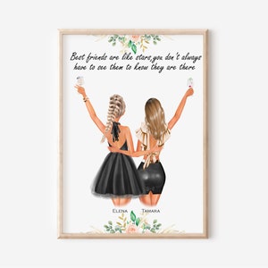 Best Friend Gift, Best Friends Print,Personalized Print, Gift for Friend,2 Best Friends Gift,V2,Best Friends Picture, Friendship Gift